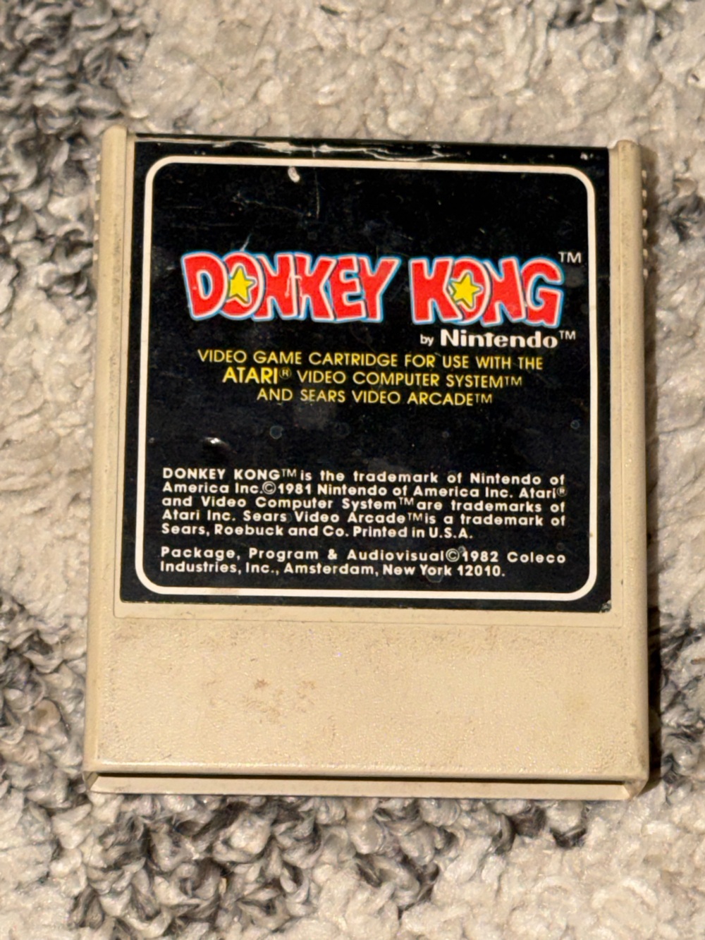 Donkey Kong Nintendo Coleco Vision Video Game Cartridge 1982 Tested Works Great.
